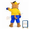 Adult Cartoon Khaki Cat Sheriff Mascot Costume