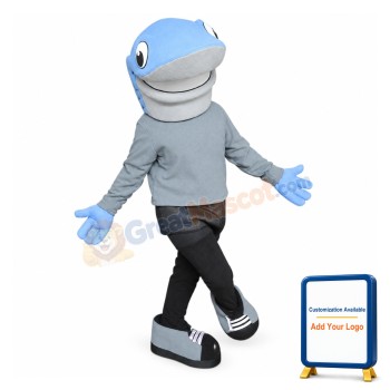 Adult Cartoon Big Mouth Blue Shark Mascot Costume