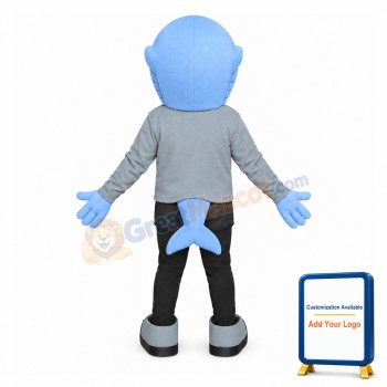 Adult Cartoon Big Mouth Blue Shark Mascot Costume