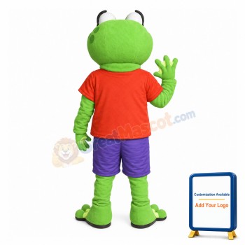 Happy Green Frog Mascot Adult Costume