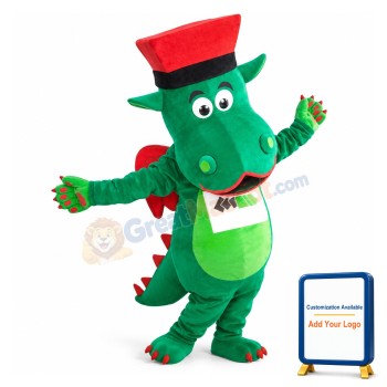Cartoon Green Flying Dinosaur With Big Mouth Mascot Adult Costume