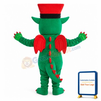 Cartoon Green Flying Dinosaur With Big Mouth Mascot Adult Costume
