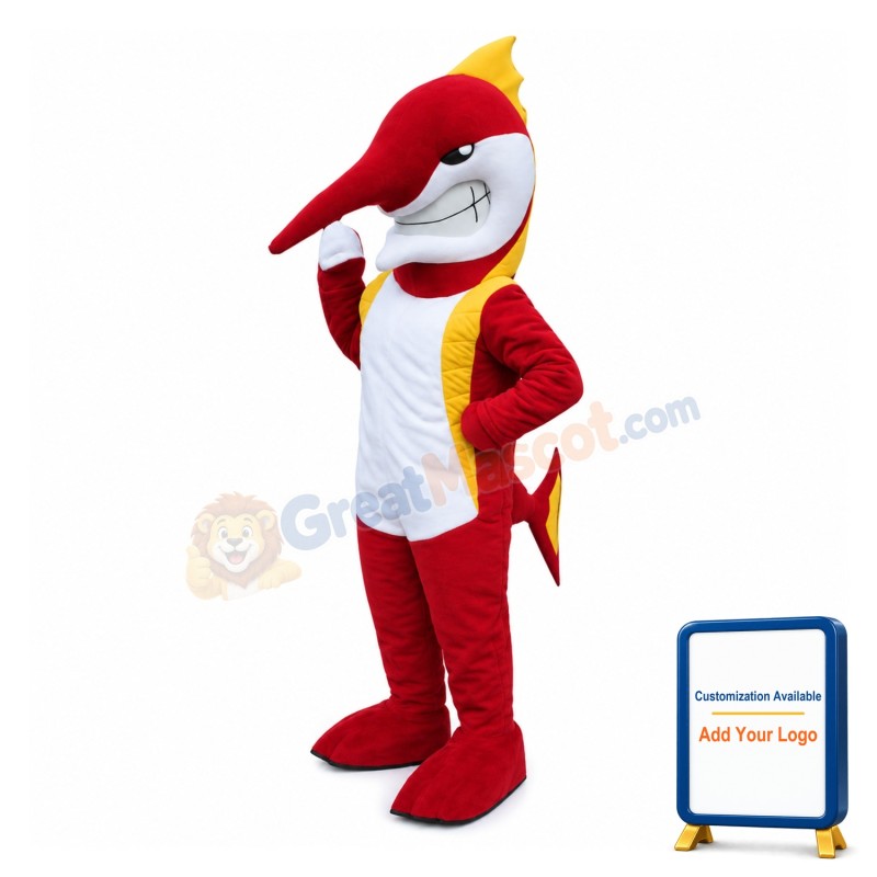 Fierce Red Beak Shark Mascot Costume