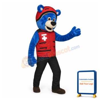 Blue Bear Lifeguard Mascot Costume