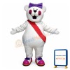 Cute Cartoon White Bear Mascot Costume With Purple Blush