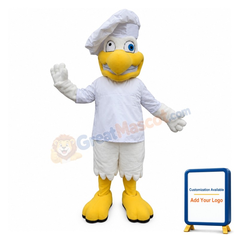 Wacky White Chicken Chef Mascot Costume