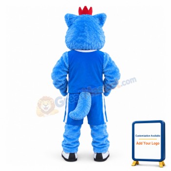 Fierce Blue Wolf With Red Crown Sports School Mascot Costume