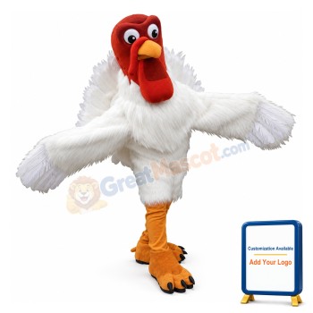Funny White Turkey Mascot Costume
