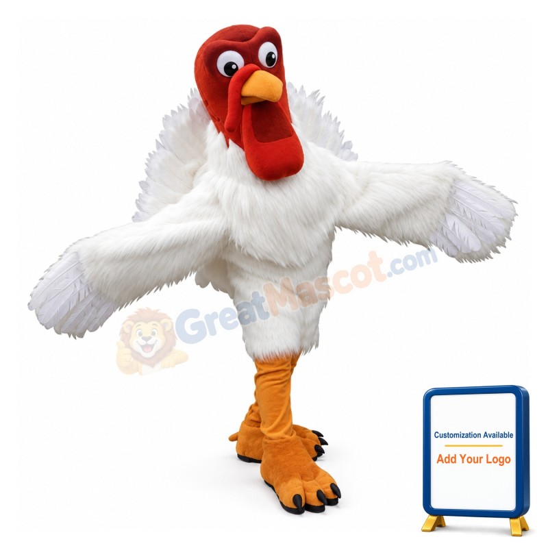 Funny White Turkey Mascot Costume