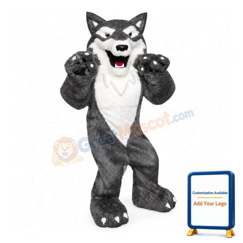 Howling Gray Wolf Animal Mascot Costume