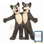 Couple Gray Wolf Long Fur Mascot Costume