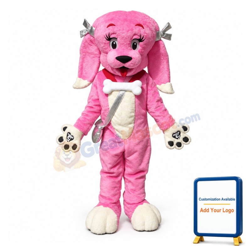 Beautiful Pink Dog Mascot Costume