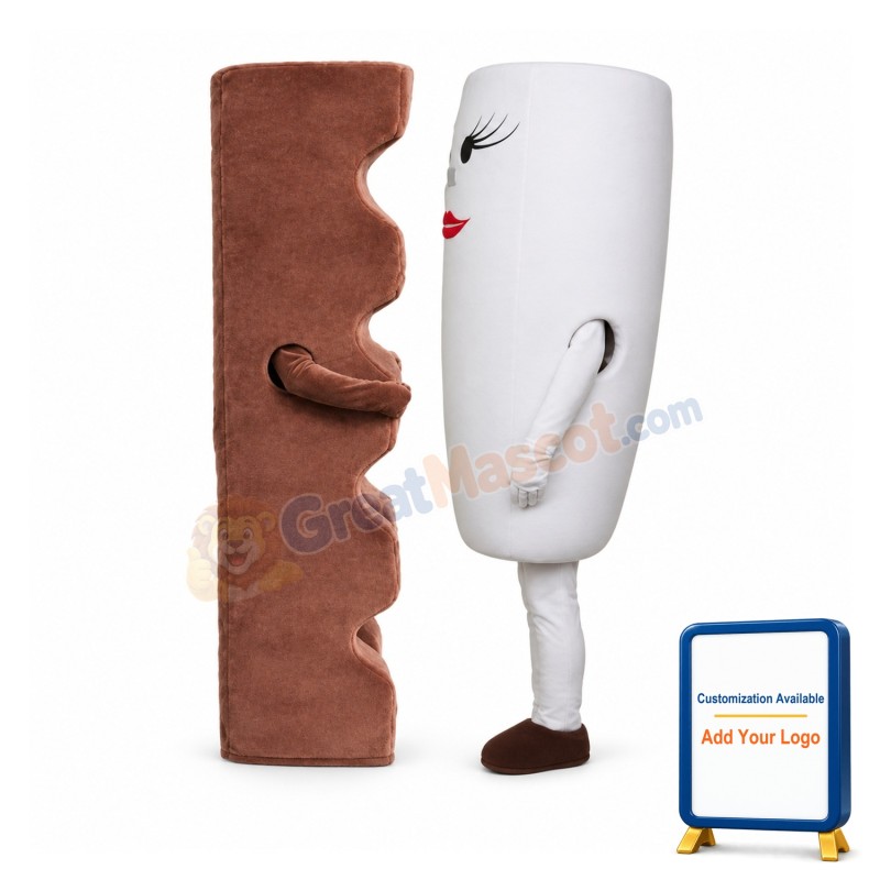 Cartoon Chocolate Bar & Milk Mascot Adult Costume
