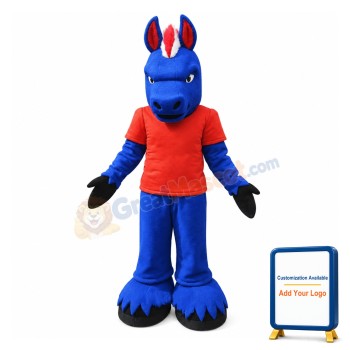 Angry Blue Horse Mascot Costume