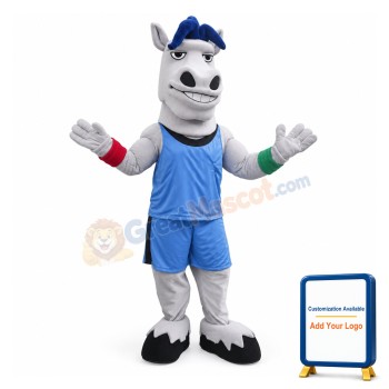 Sport Power Grey Horse Mascot Costume