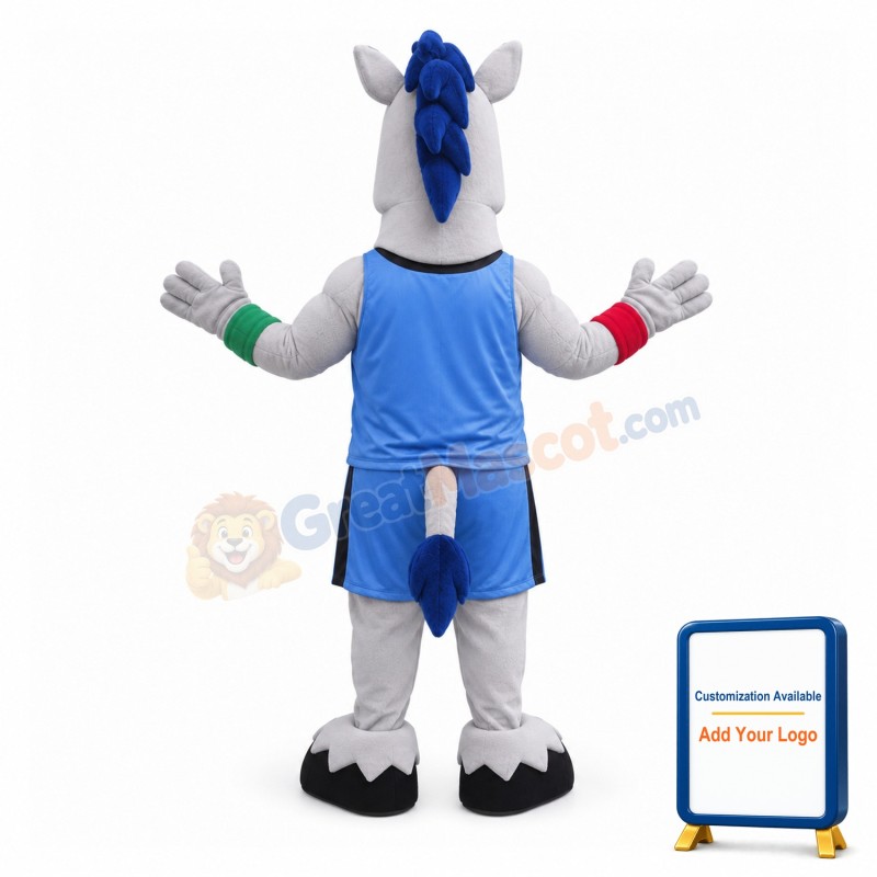 Sport Power Grey Horse Mascot Costume