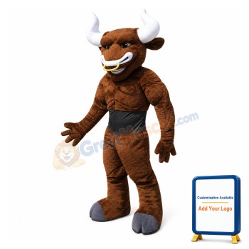 Power Brown Bull Mascot Costume