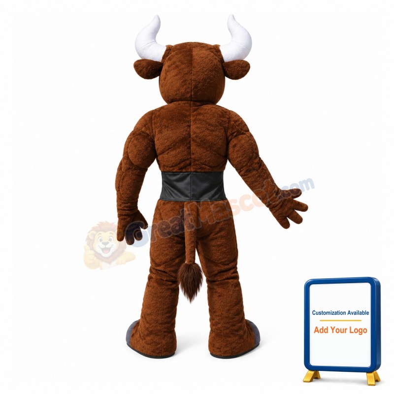 Power Brown Bull Mascot Costume