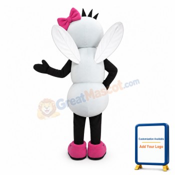 Adult Cartoon White Mosquito Mascot Costume