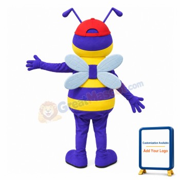 Adult Cartoon Purple Bee Mascot Costume