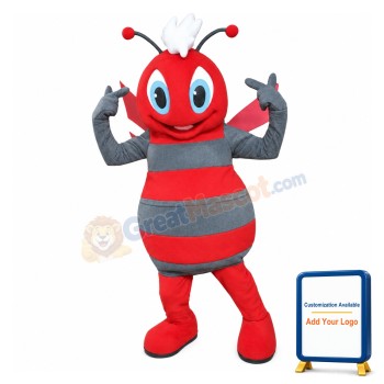 Lovely Cartoon Red Bee Mascot Costume For Adult
