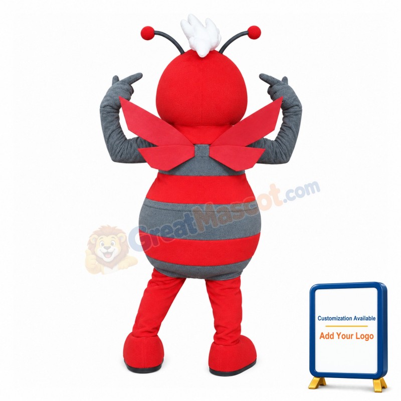 Lovely Cartoon Red Bee Mascot Costume For Adult