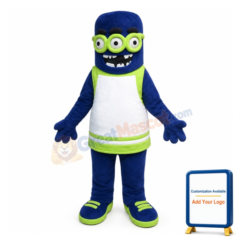 Three-eyed Blue Monster Mascot Costume