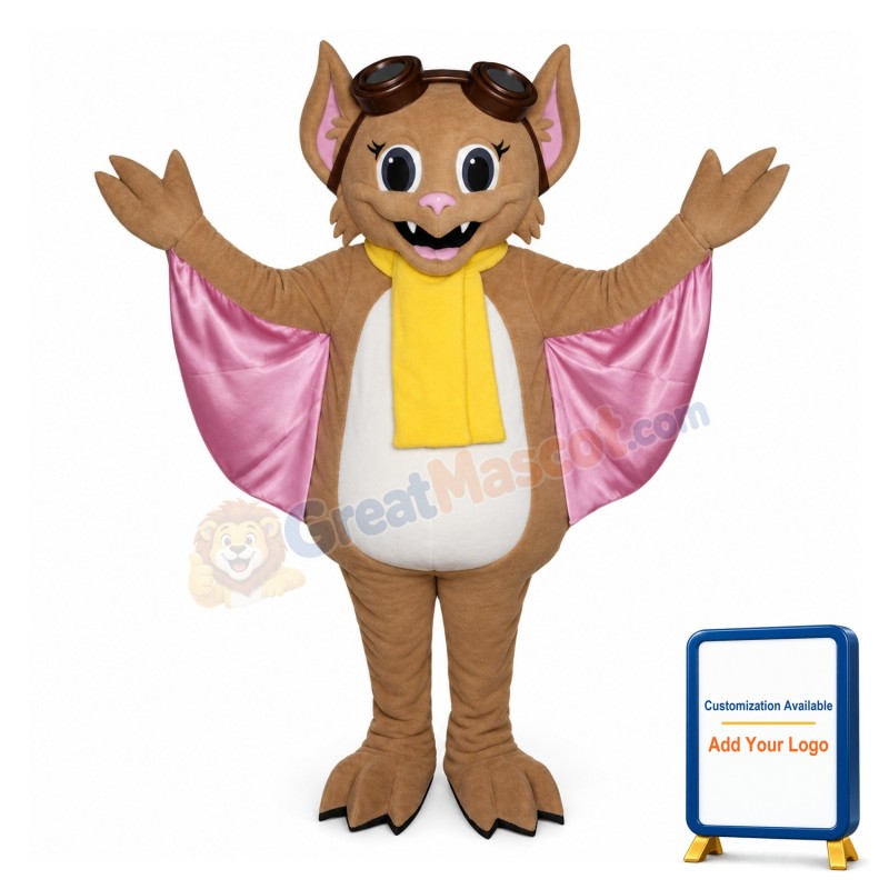 Cute Cartoon Brown Bat Mascot Costume