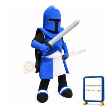 Blue Spartan Knight Mascot Costume