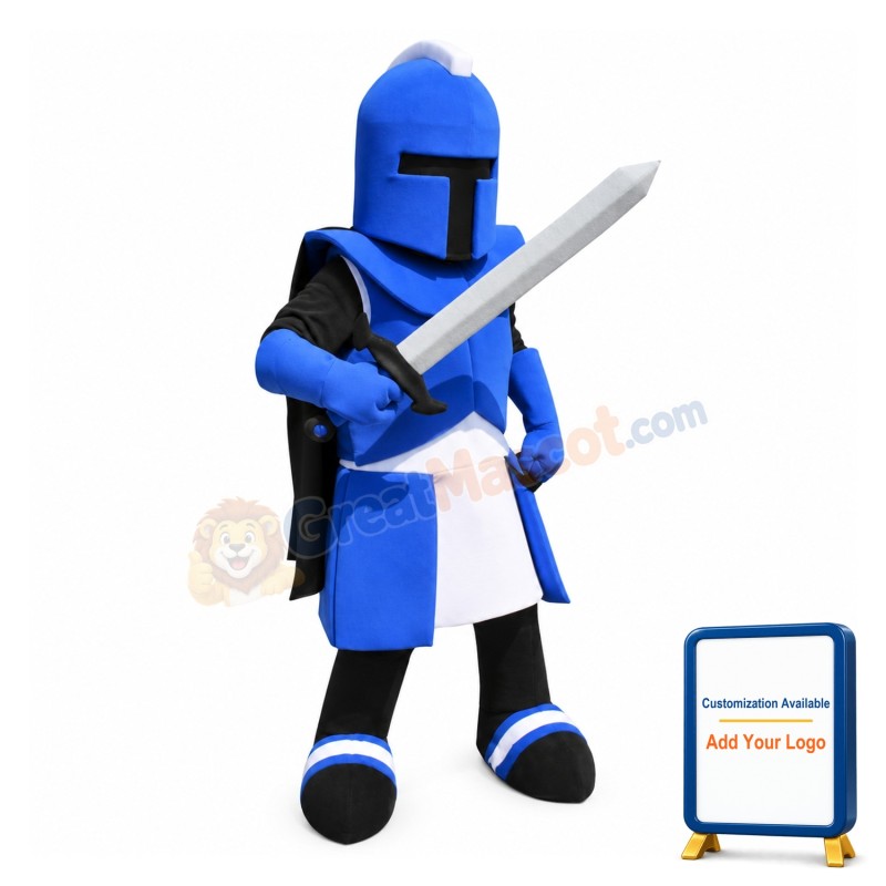 Blue Spartan Knight Mascot Costume