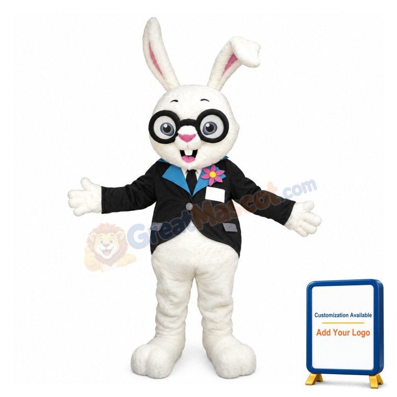 White Rabbit Bunny Manager Mascot Adult Costume