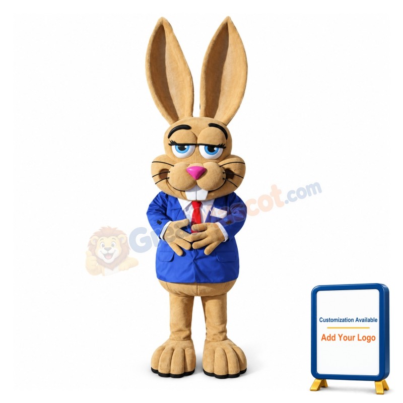 Cartoon Jackrabbit Gentleman Mascot Adult Costume
