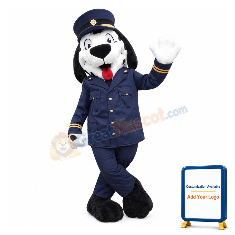 Lovely Spotted Dog Train Conductor Mascot Costume
