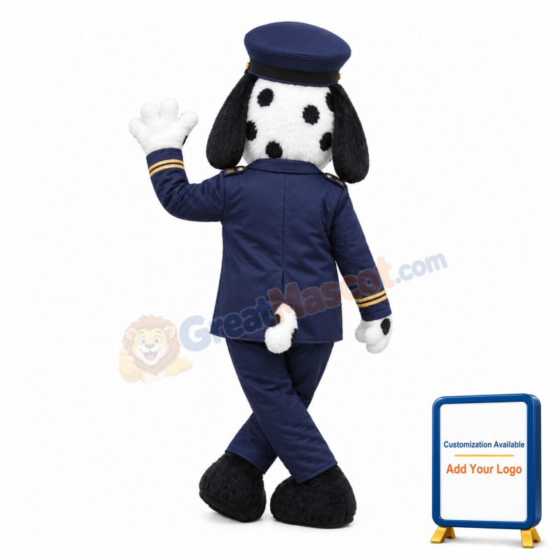 Lovely Spotted Dog Train Conductor Mascot Costume