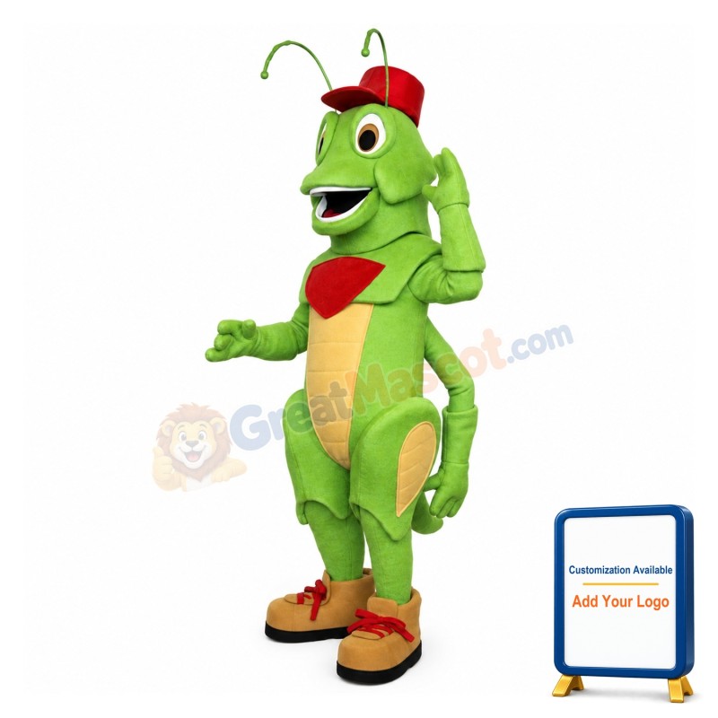 Adult Cartoon Green Grasshopper Mascot Costume