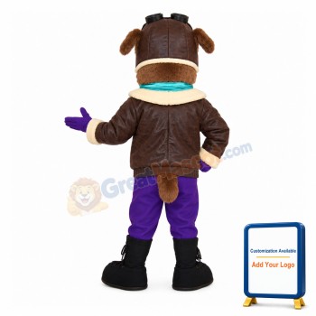 Brown Dog Aviator Mascot Costume