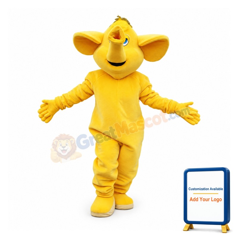 Cute Yellow Elephant Mascot Adult Costume