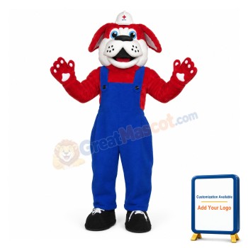 Red Bulldog Builder Mascot Costume