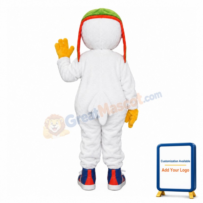 Cute Cartoon White Dove Aviator Mascot Costume