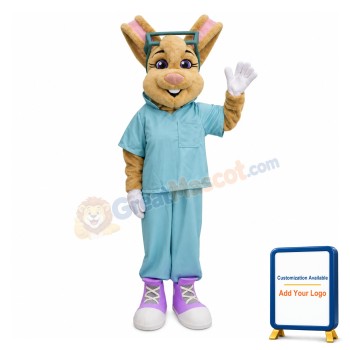 Benevolent Brown Rabbit Bunny Doctor Mascot Costume
