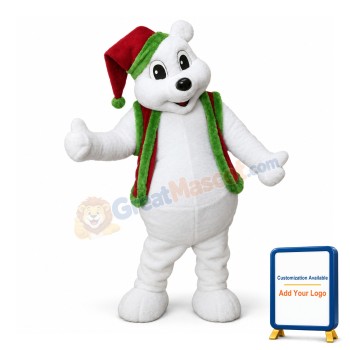Christmas White Bear Mascot Adult Costume