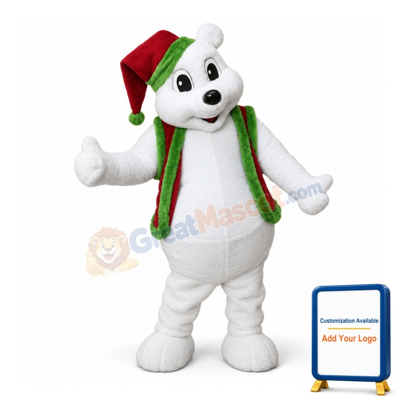 Christmas White Bear Mascot Adult Costume