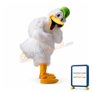 Lovely White Stork Bird Mascot Costume