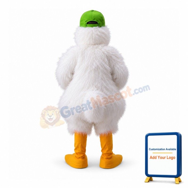 Lovely White Stork Bird Mascot Costume