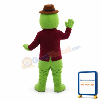 Green Platypus With Brown Hat Mascot Costume