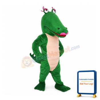 Funny Crocodile With Pink Lips Mascot Costume
