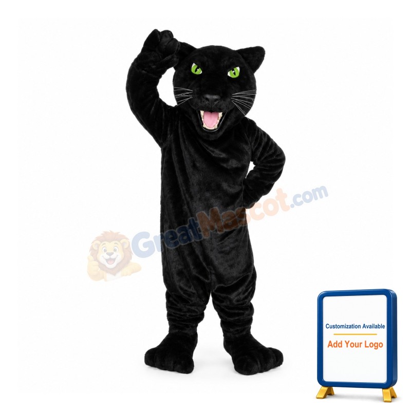 Black Leopard With Green Eyes Mascot Costume