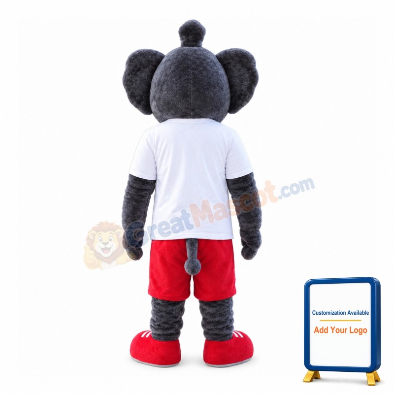 Adult Elephant With White Shirt Mascot Costume