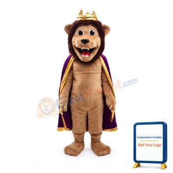 Genial Lion King With Crown Mascot Costume