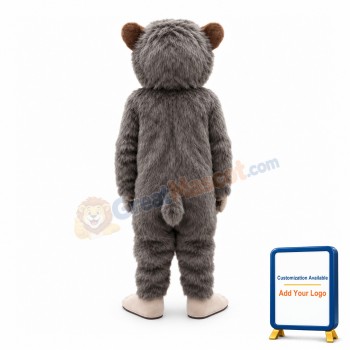 Glad Grey Long Fur Beaver Mascot Costume